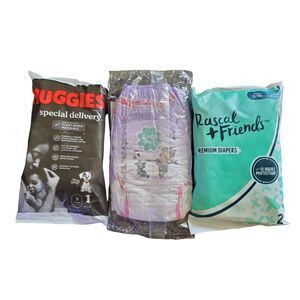 Baby Diaper Sample Pack 7 Mixed Sizes Huggies Pullups Rascal + Friends NEW